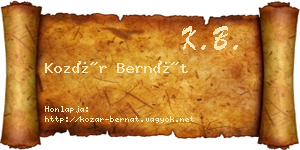 Kozár Bernát névjegykártya